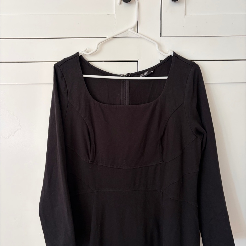 EShakti Black Round Long Sleeve Midi Dress Size Medium - Picture 3 of 6